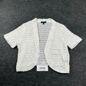 Perceptions Shrug Women 3X White Open Knit Short Sleeve Bolero Cardigan